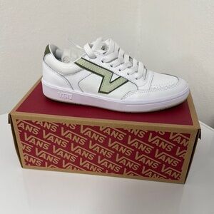 Vans White Sneakers with Green Details